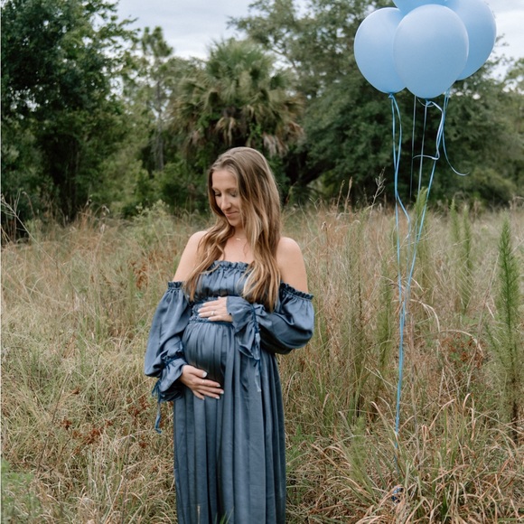 Blue satin maxi dress - Picture 4 of 4